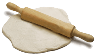 rolling pin on pizza dough