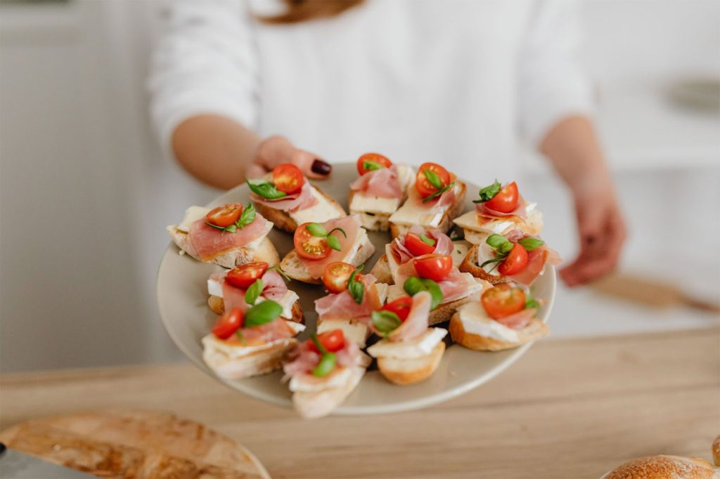 plate of pizza canapes