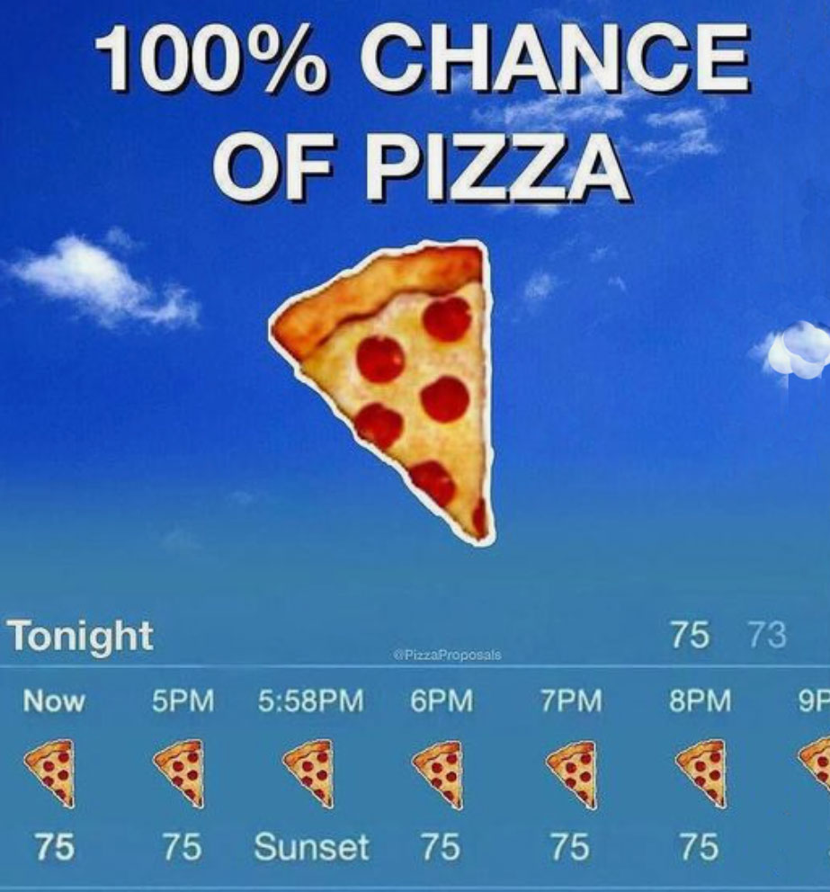 pizza memes 100 percent chance of pizza