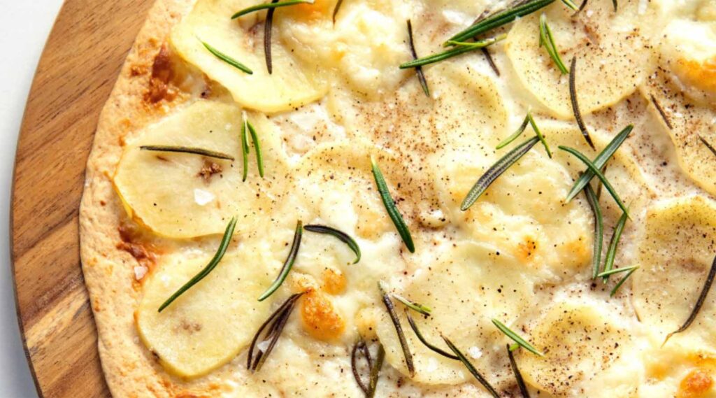 potato pizza with rosemary for national pizza month