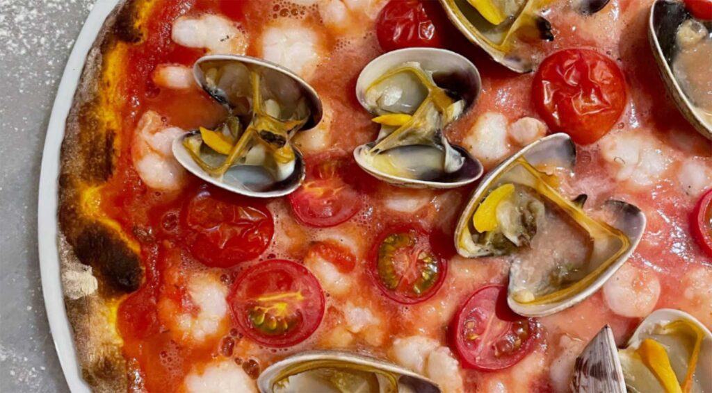 national pizza month seafood pizza