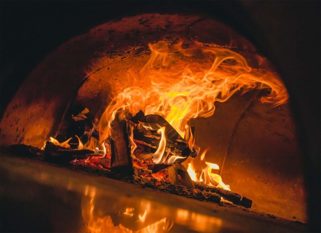 wood-burning pizza oven