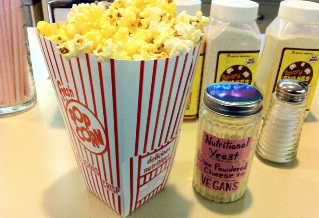 nutritional yeast on popcorn