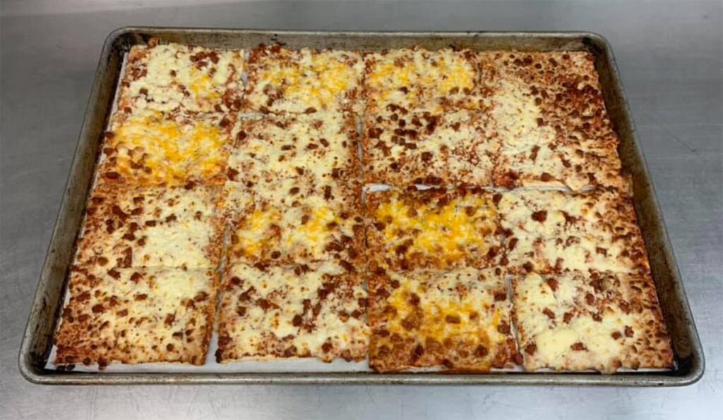 how to make old school cafeteria rectangle pizza recipe