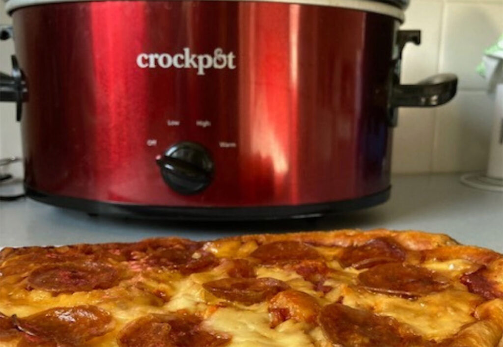 homemade pizza in a slow cooker