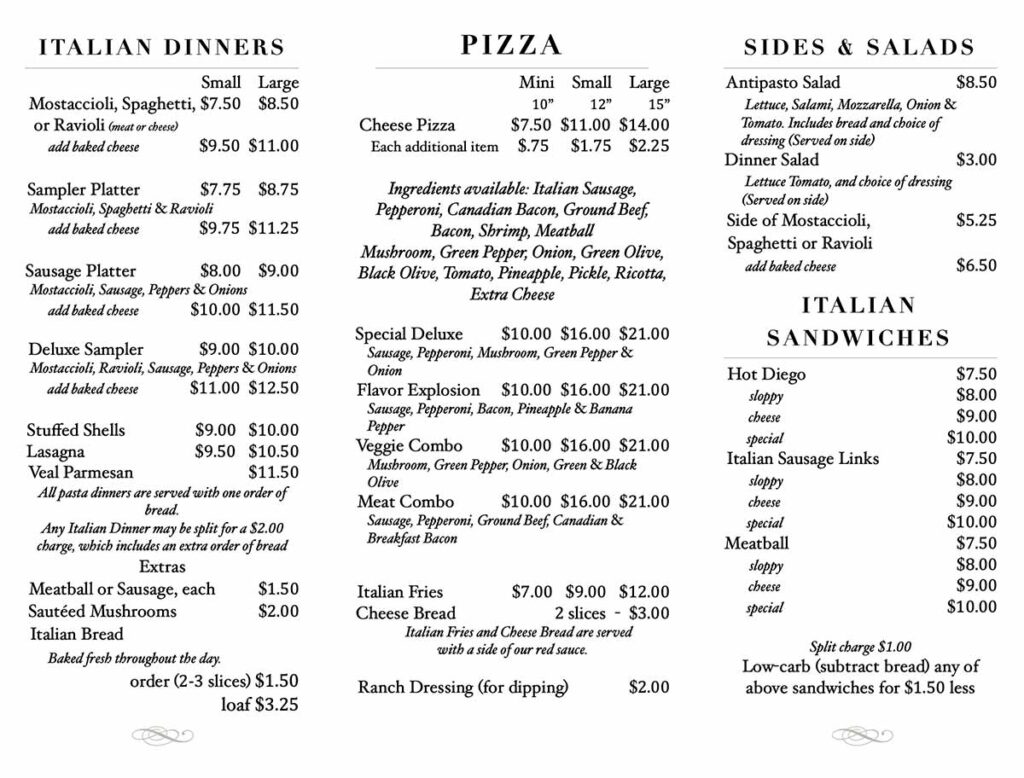 mamas pizza review menu