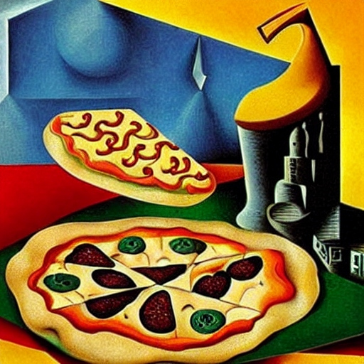 old school painting of pizza