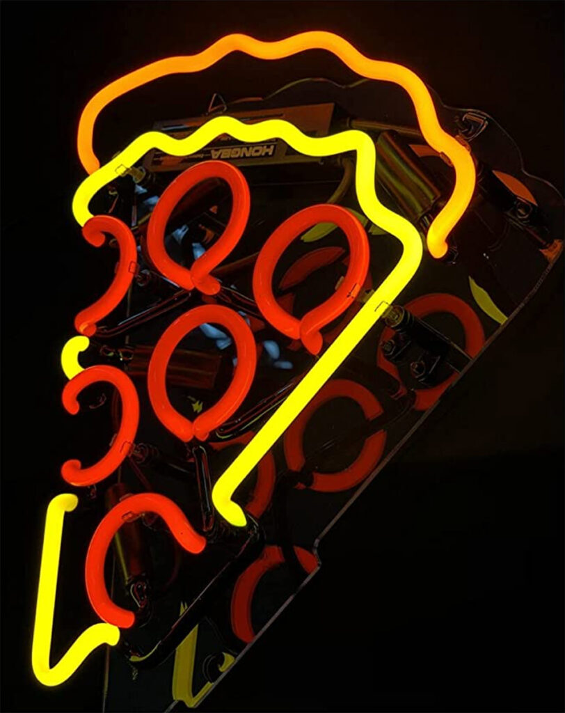 basic three color pizza slice sign