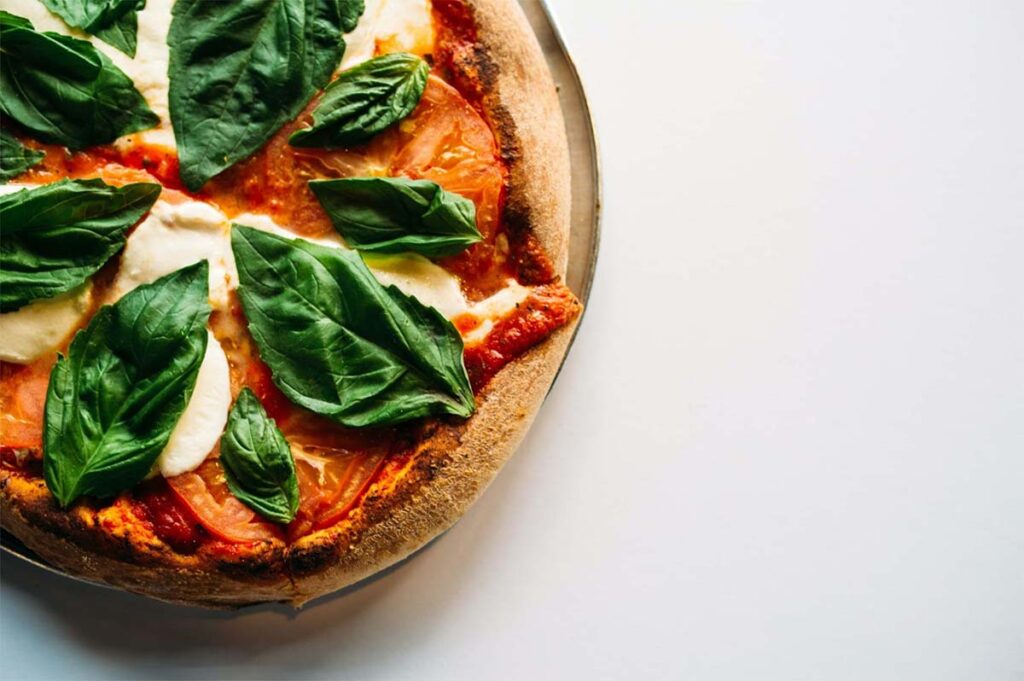 pizza lovers facebook groups with big basil leaves