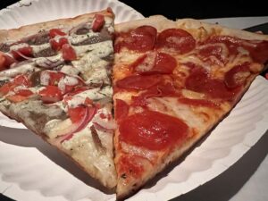 homemade pizza school mesa pizza review slice of pepperoni and gyro