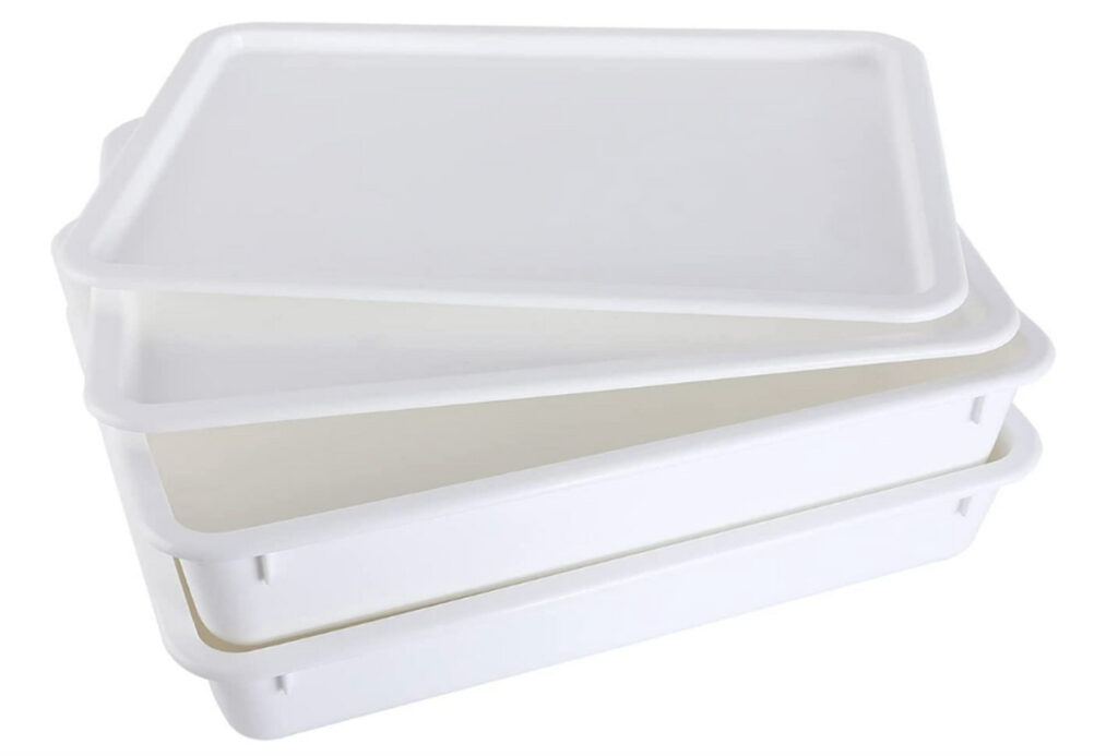 white and stackable dough proofing boxes with lids