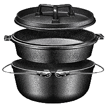cast iron dutch oven set for camping outdoors