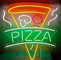 tube station pizza neon sign