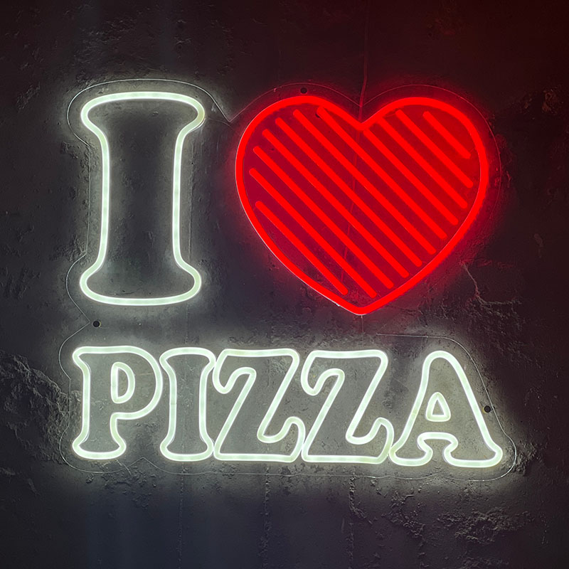 tube station's i heart pizza sign