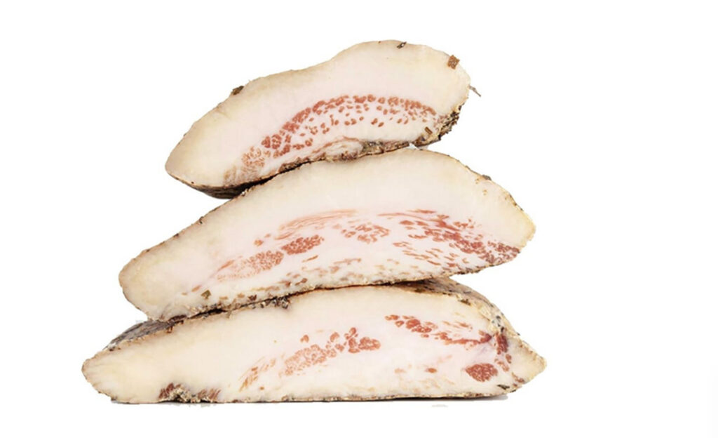 stack of three slabs of italian guanciale